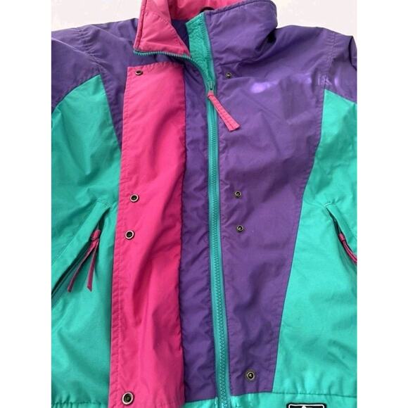 VTG 80s Woolrich Color Block Windbreaker Jacket S Purple Green Pink Retro - Picture 4 of 7